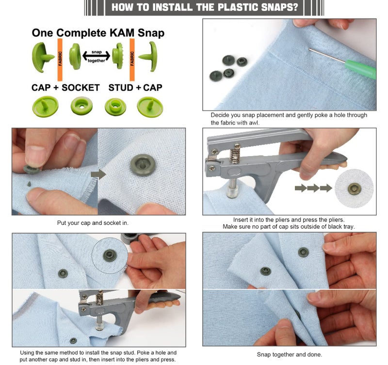 ilauke 408 Sets Plastic Snap Buttons, No-Sew T5 Snaps with Organizer Storage Case, Snap Buttons for Clothes Bibs Diapers Crafts - Image 4